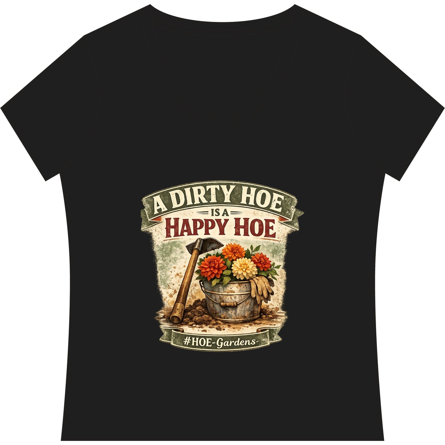 Dirty HOE #HOE-Gardens Women's V-Neck Tee — Funny Gardening Floral Shirt