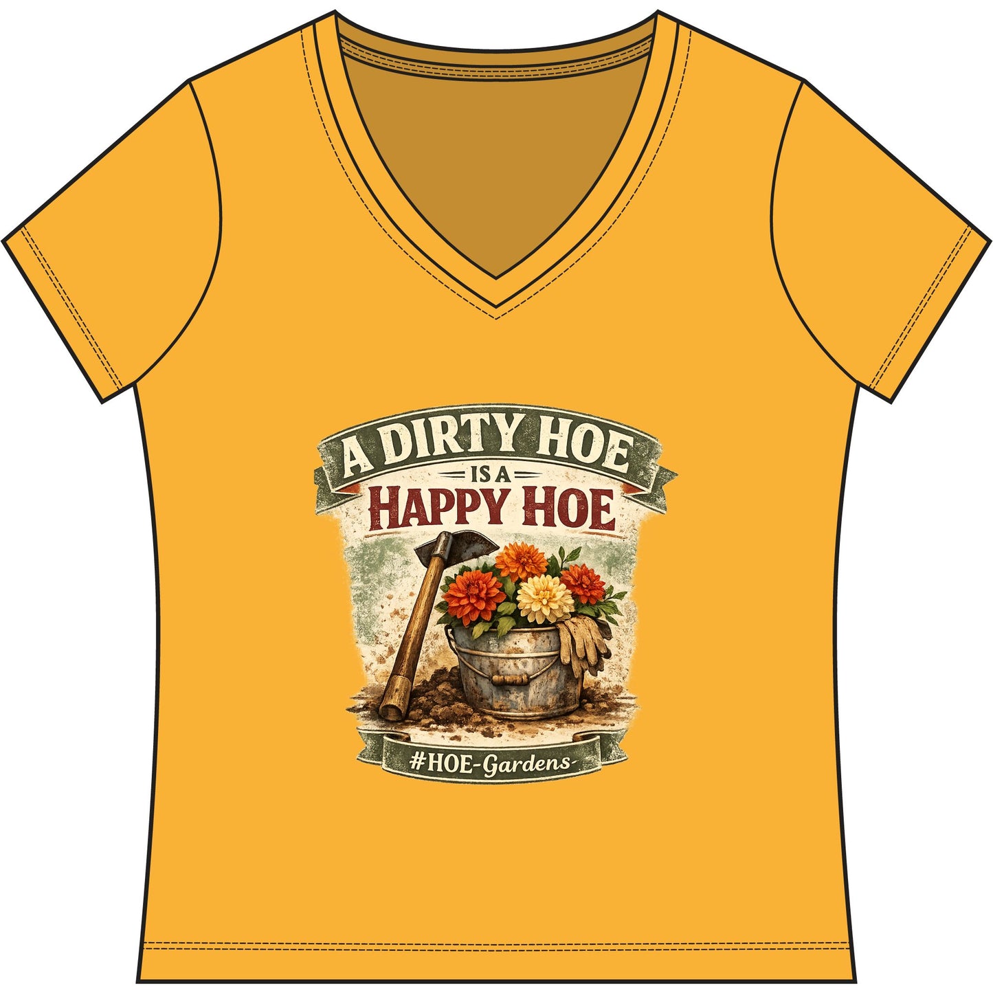 Dirty HOE #HOE-Gardens Women's V-Neck Tee — Funny Gardening Floral Shirt