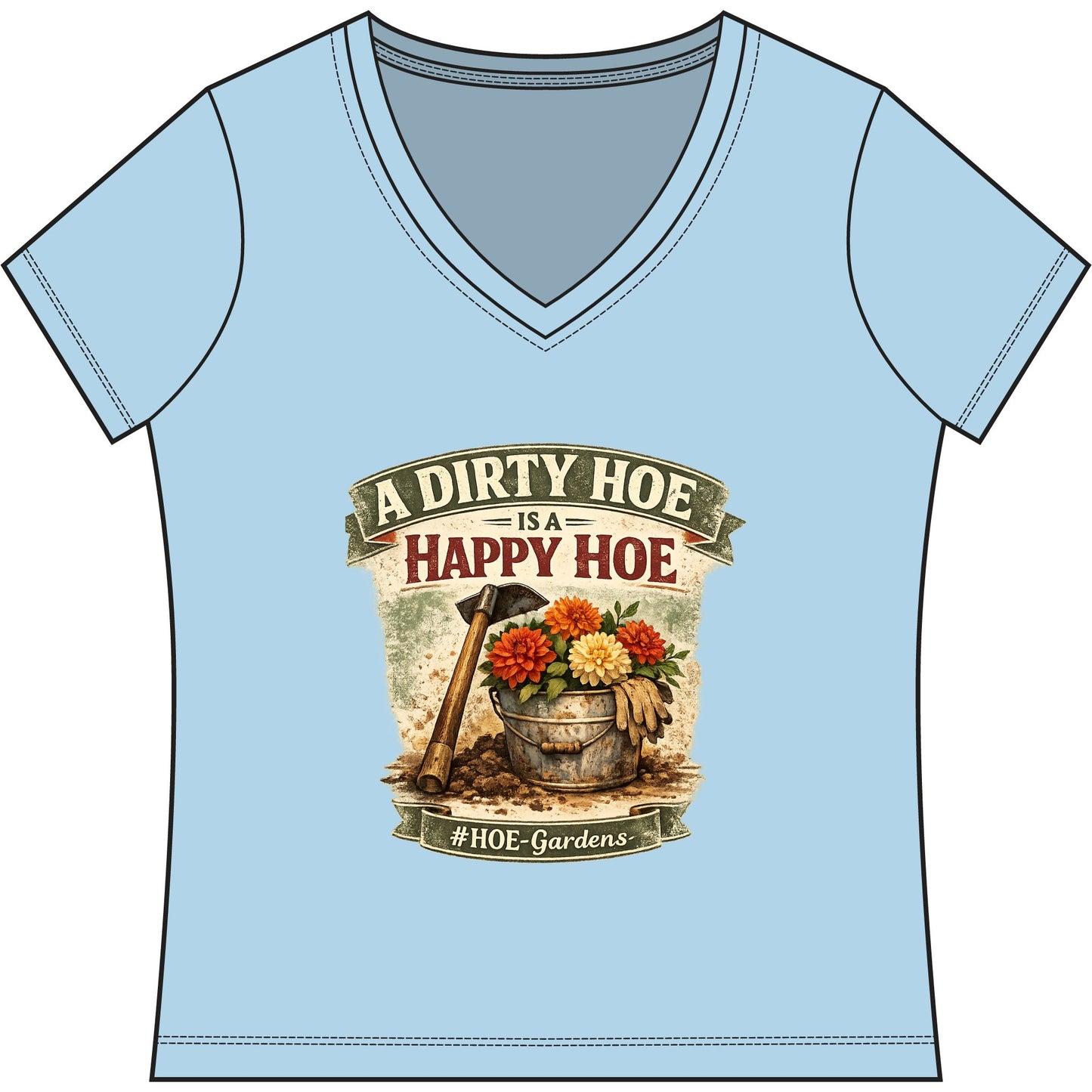 Dirty HOE #HOE-Gardens Women's V-Neck Tee — Funny Gardening Floral Shirt