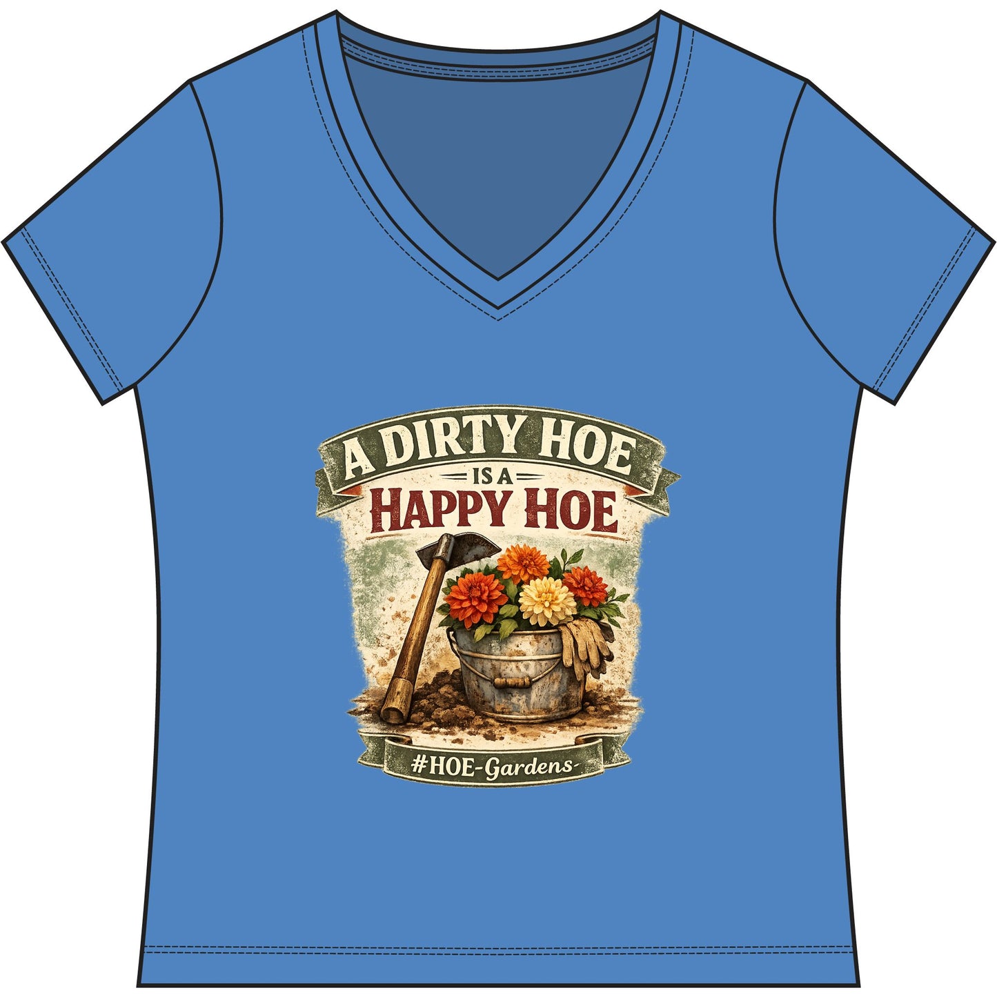 Dirty HOE #HOE-Gardens Women's V-Neck Tee — Funny Gardening Floral Shirt