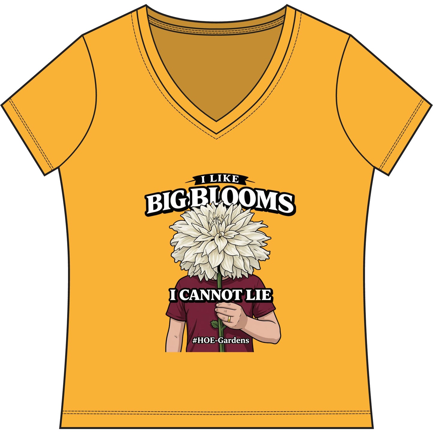 I Like Big Blooms #HOE-Gardens Women's V-Neck Tee — Funny Gardening Floral Shirt