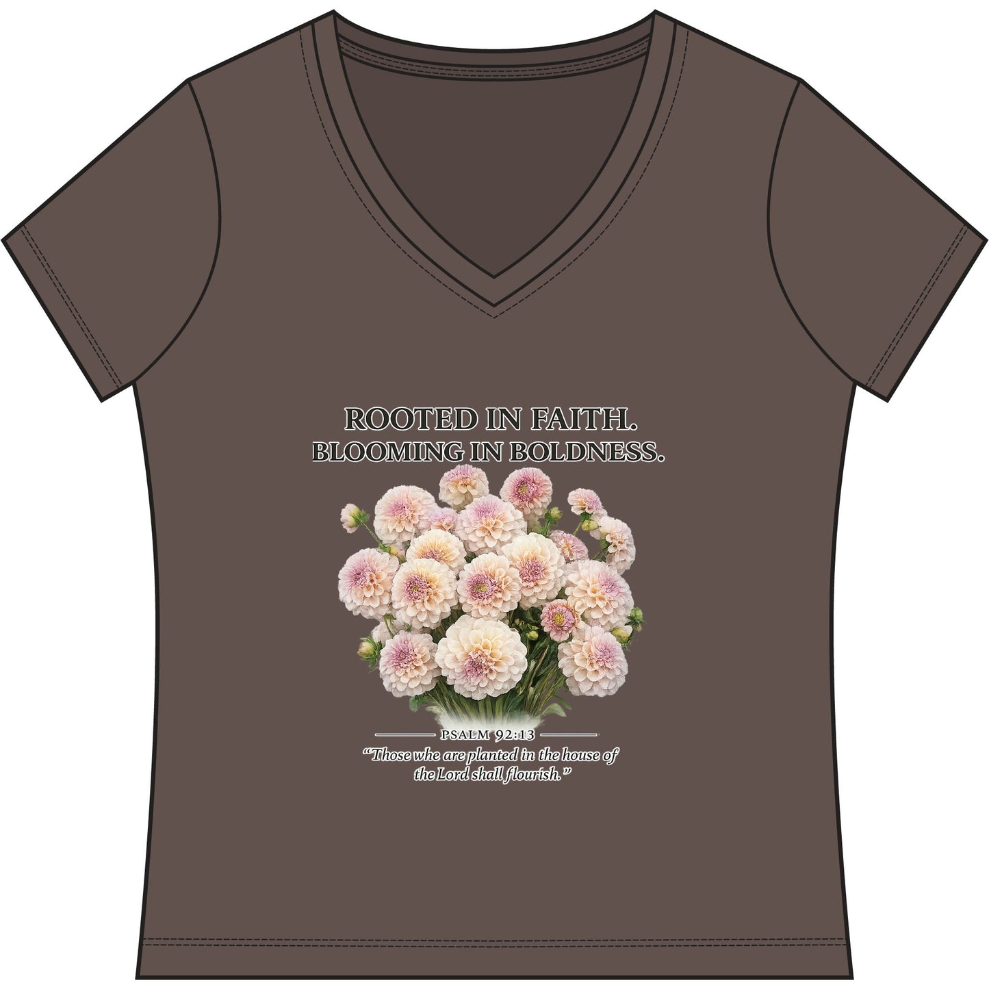 Rooted in Faith #HOE-Gardens Women's V-Neck Tee — Funny Gardening Floral Shirt
