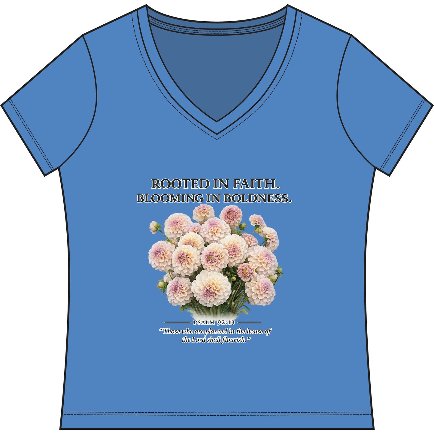 Rooted in Faith #HOE-Gardens Women's V-Neck Tee — Funny Gardening Floral Shirt