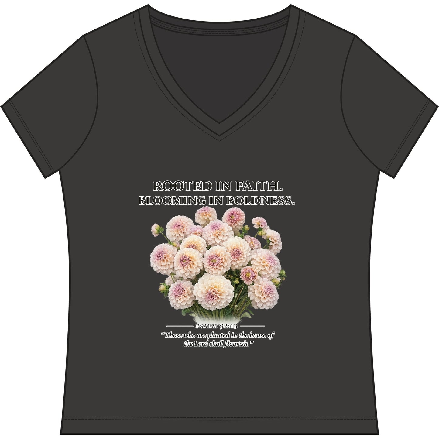 Rooted in Faith #HOE-Gardens Women's V-Neck Tee — Funny Gardening Floral Shirt
