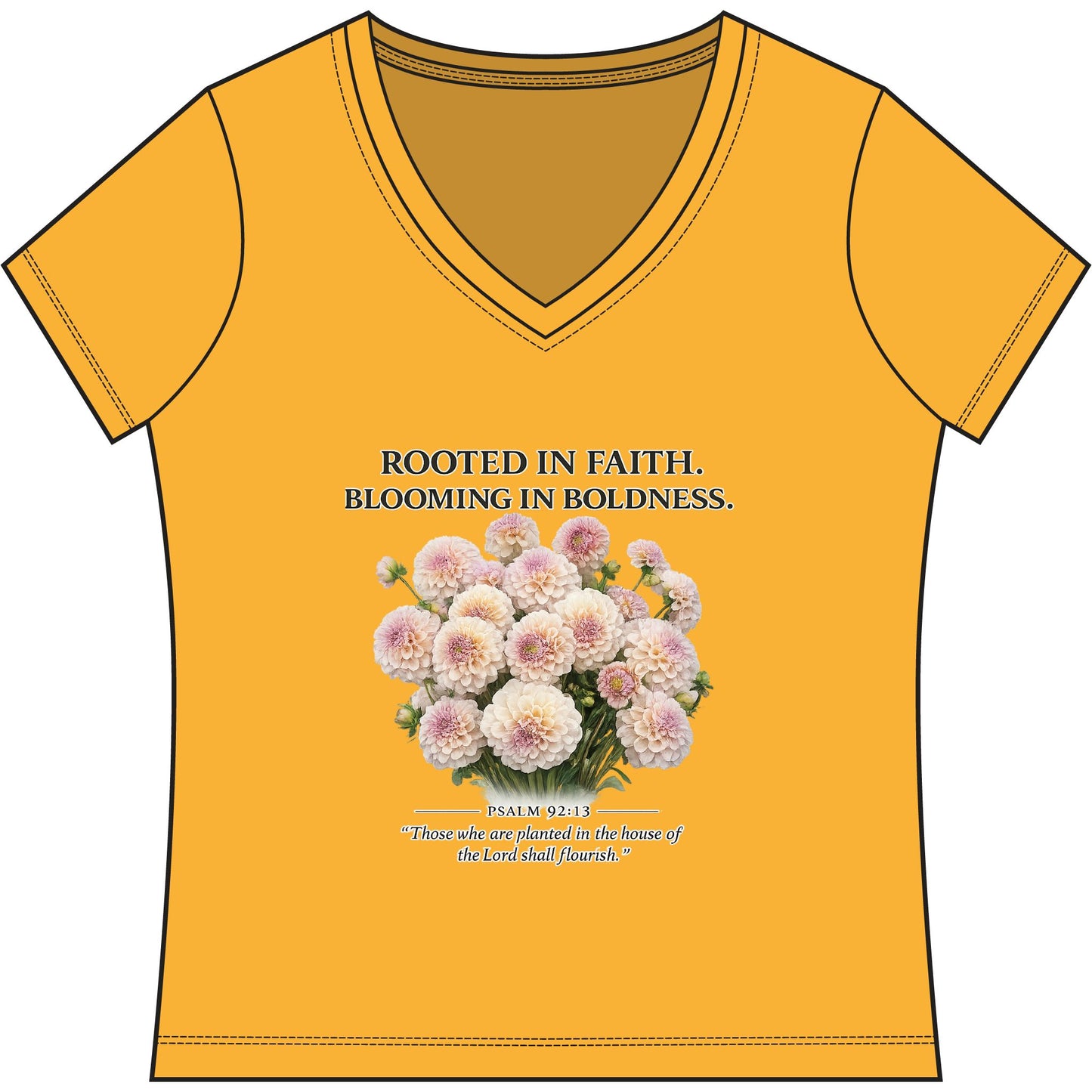 Rooted in Faith #HOE-Gardens Women's V-Neck Tee — Funny Gardening Floral Shirt