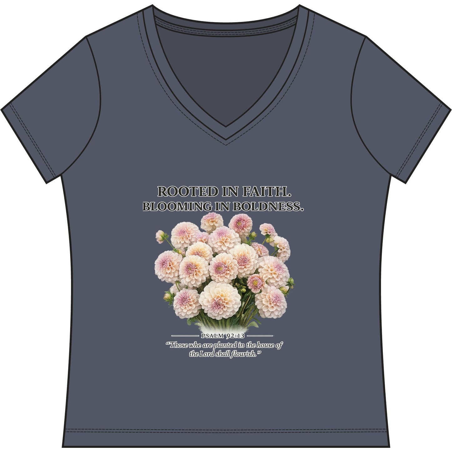 Rooted in Faith #HOE-Gardens Women's V-Neck Tee — Funny Gardening Floral Shirt