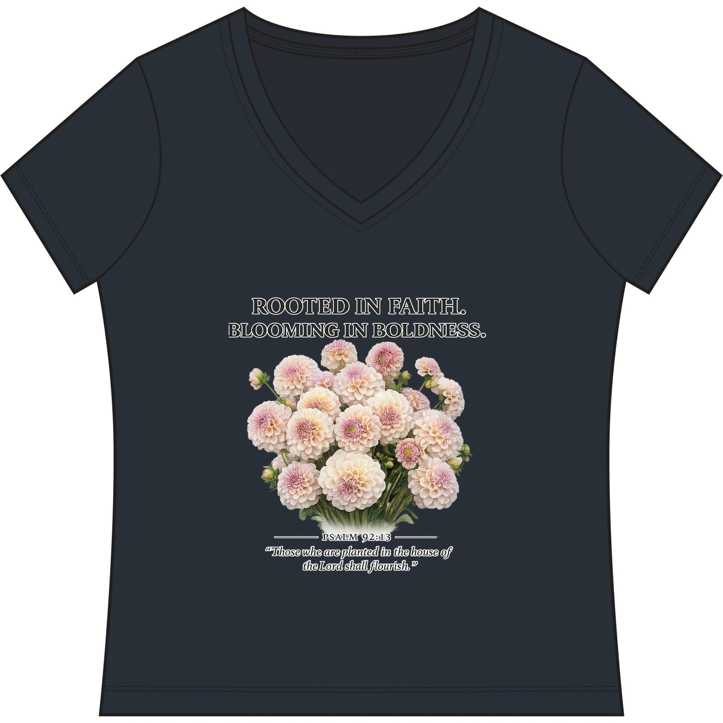Rooted in Faith #HOE-Gardens Women's V-Neck Tee — Funny Gardening Floral Shirt