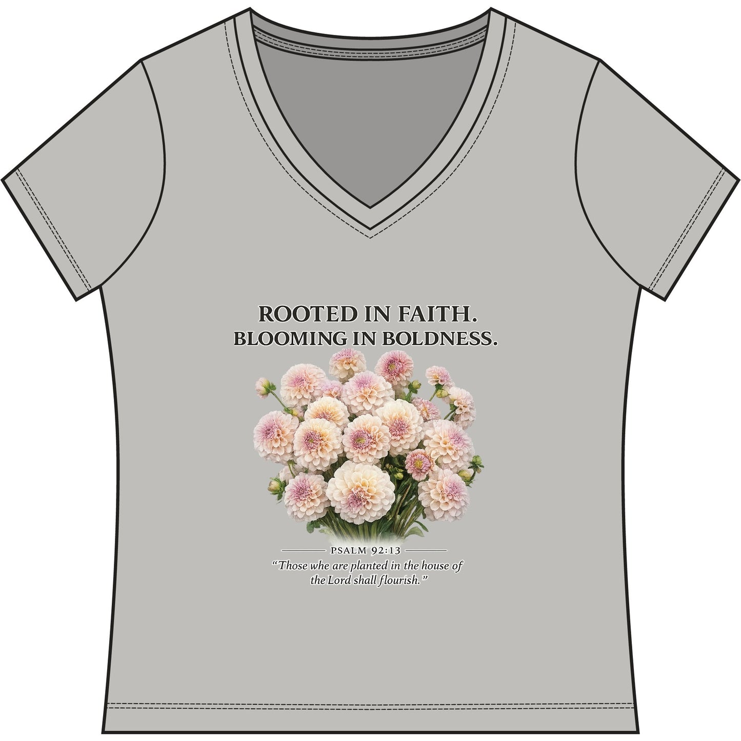 Rooted in Faith #HOE-Gardens Women's V-Neck Tee — Funny Gardening Floral Shirt