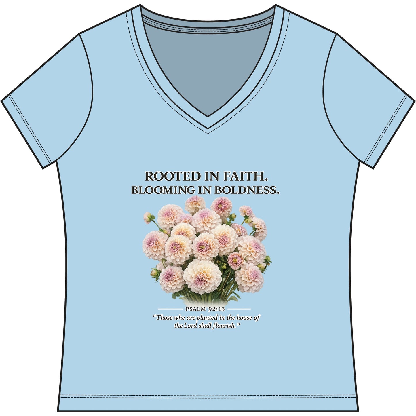 Rooted in Faith #HOE-Gardens Women's V-Neck Tee — Funny Gardening Floral Shirt