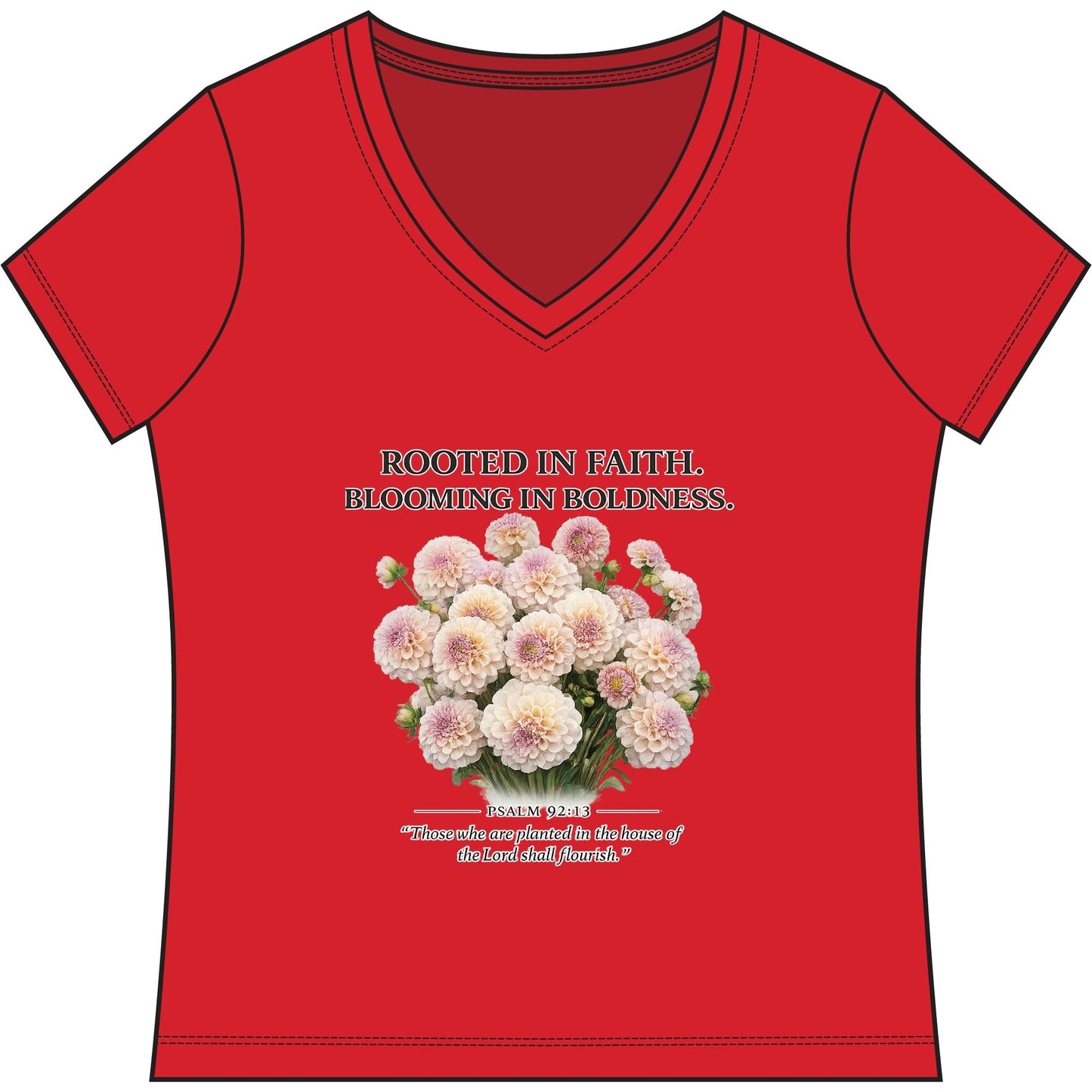 Rooted in Faith #HOE-Gardens Women's V-Neck Tee — Funny Gardening Floral Shirt