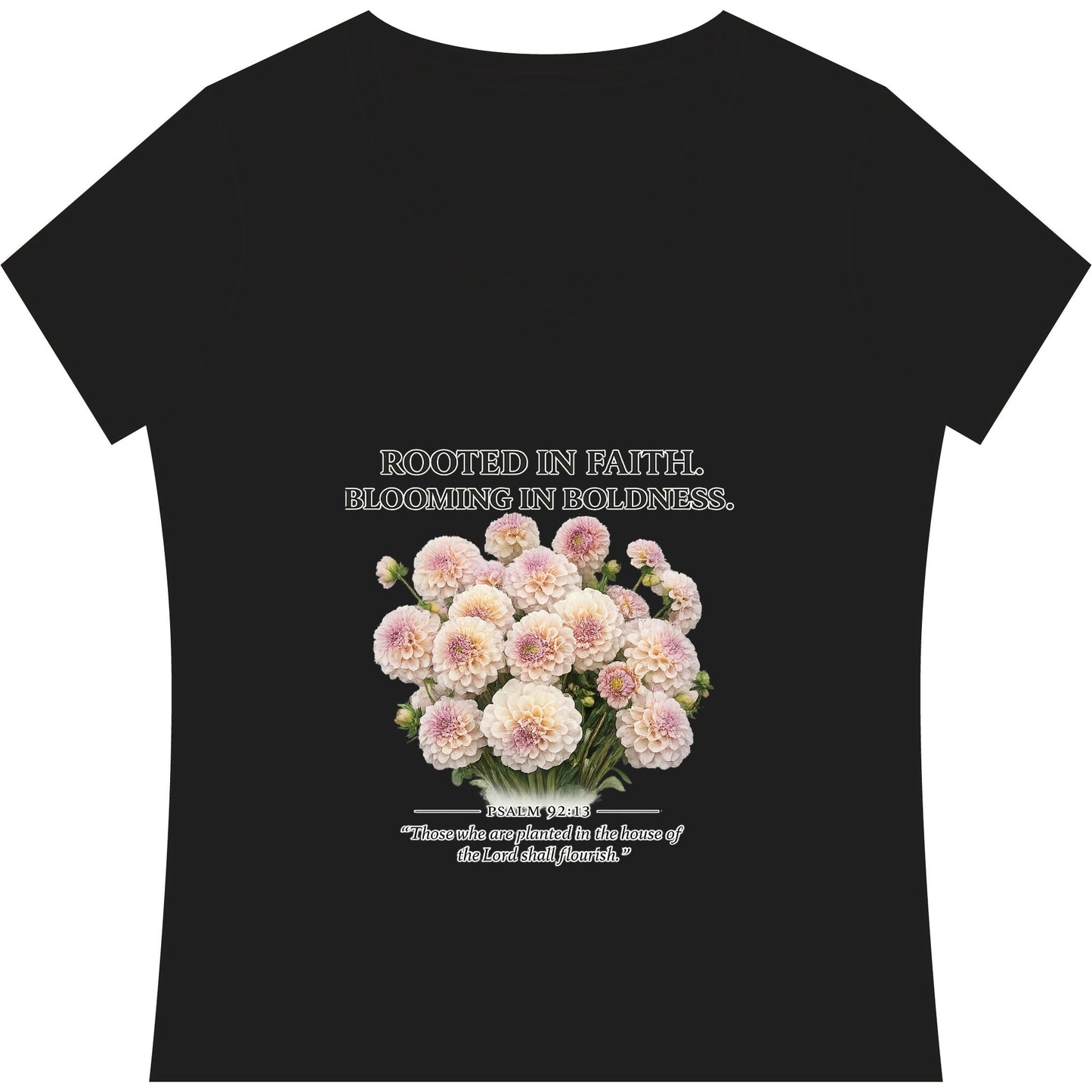 Rooted in Faith #HOE-Gardens Women's V-Neck Tee — Funny Gardening Floral Shirt