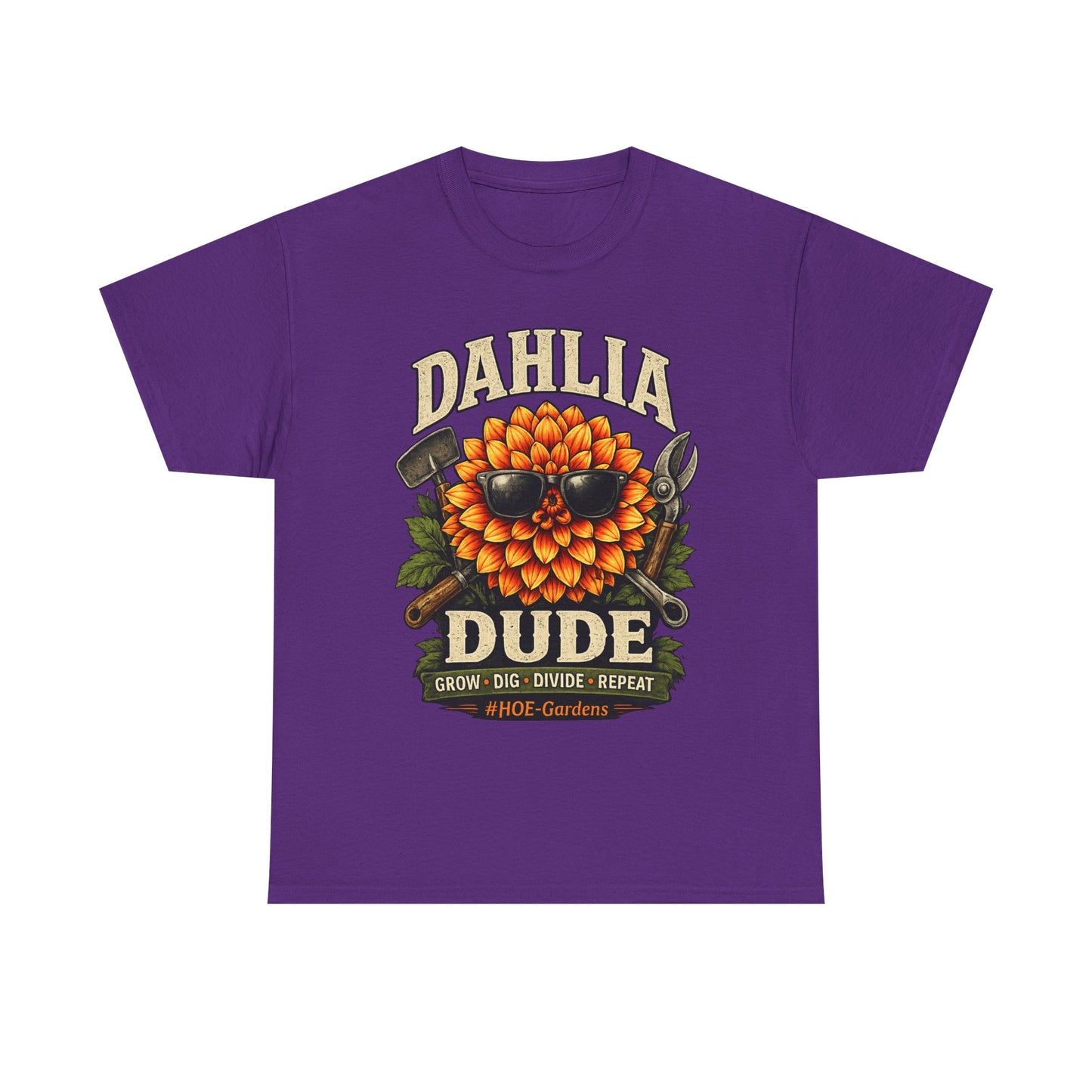 Dahlia Dude - 'HOE Gardens' Funny Gardening Tee