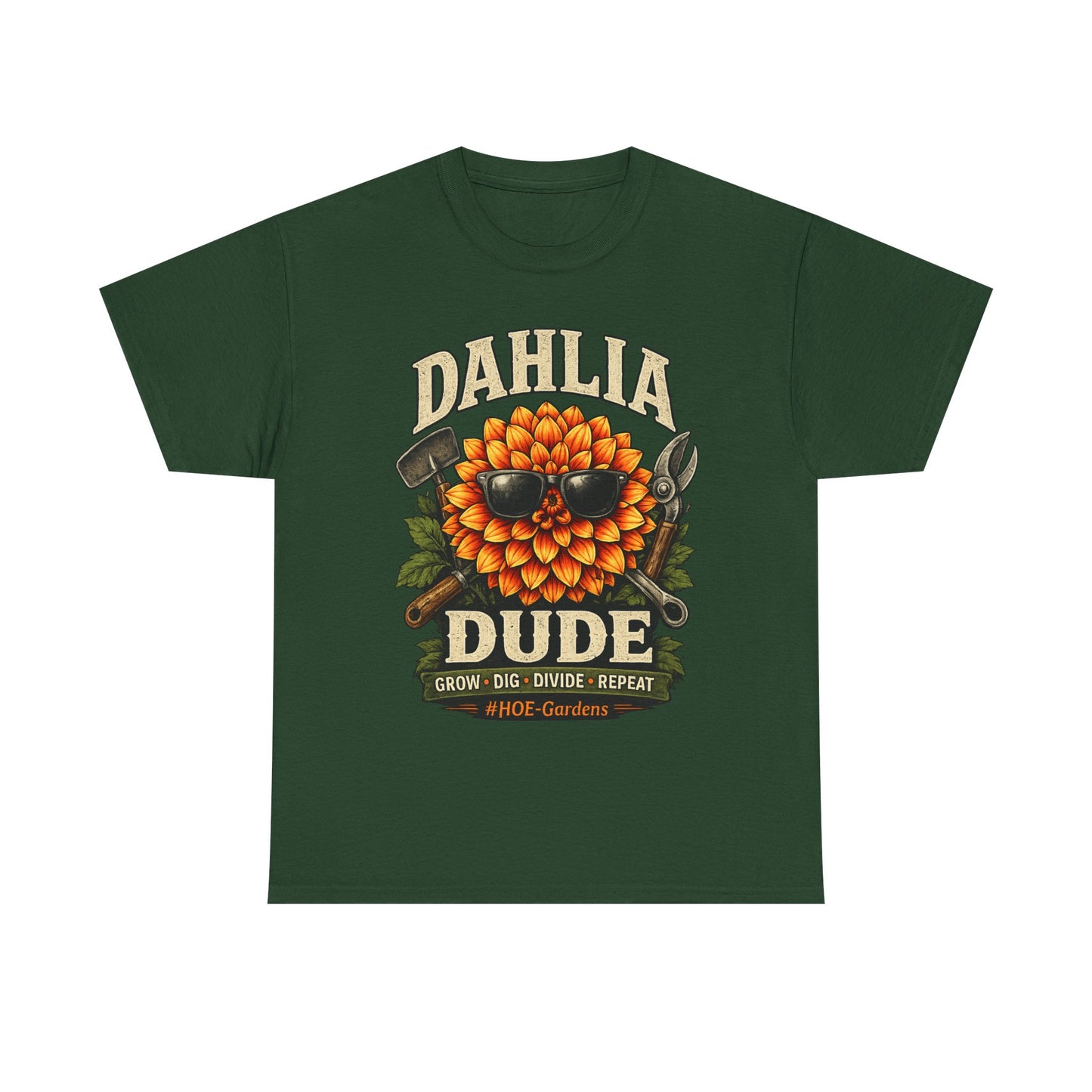 Dahlia Dude - 'HOE Gardens' Funny Gardening Tee