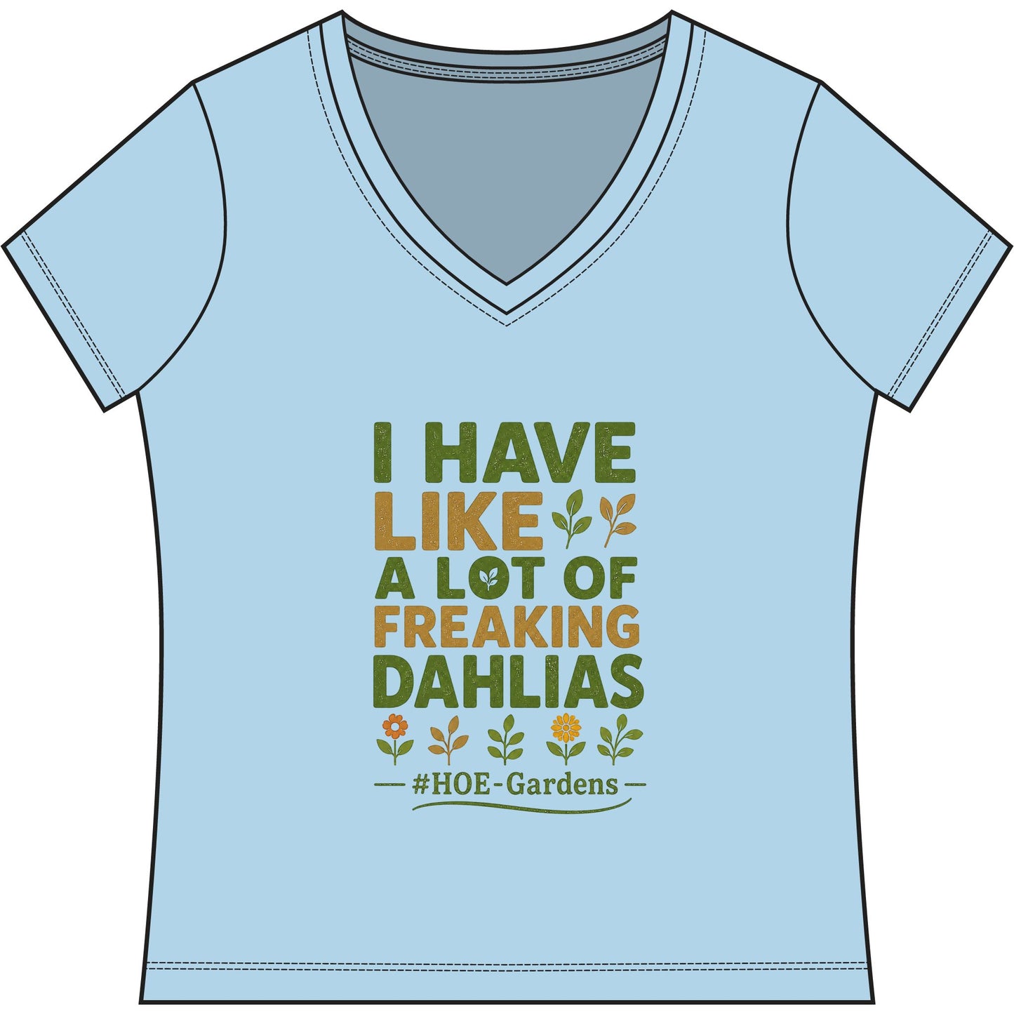 I Have Like A Freaking Lot of #HOE-Gardens Women's V-Neck Tee — Funny Gardening Floral Shirt