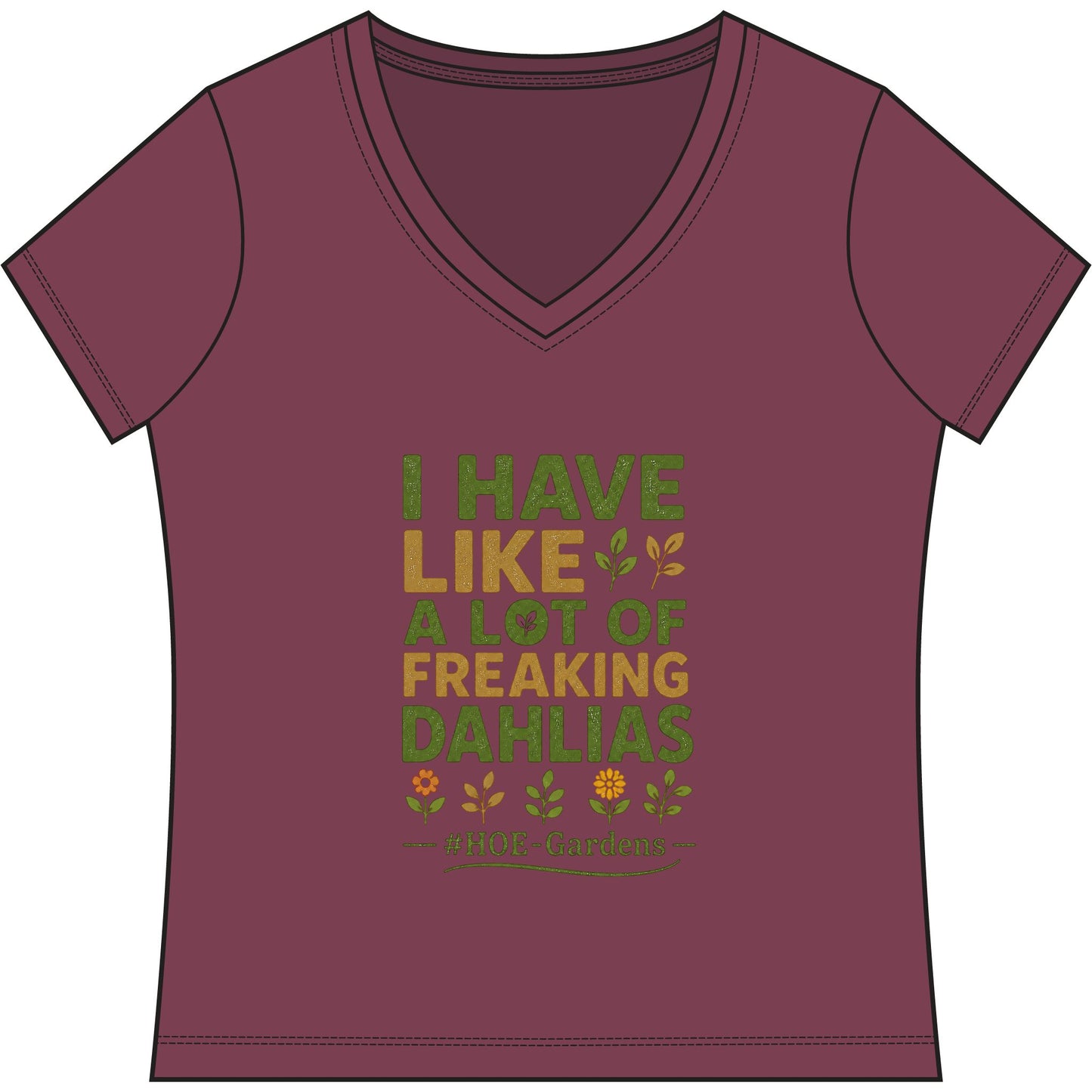 I Have Like A Freaking Lot of #HOE-Gardens Women's V-Neck Tee — Funny Gardening Floral Shirt