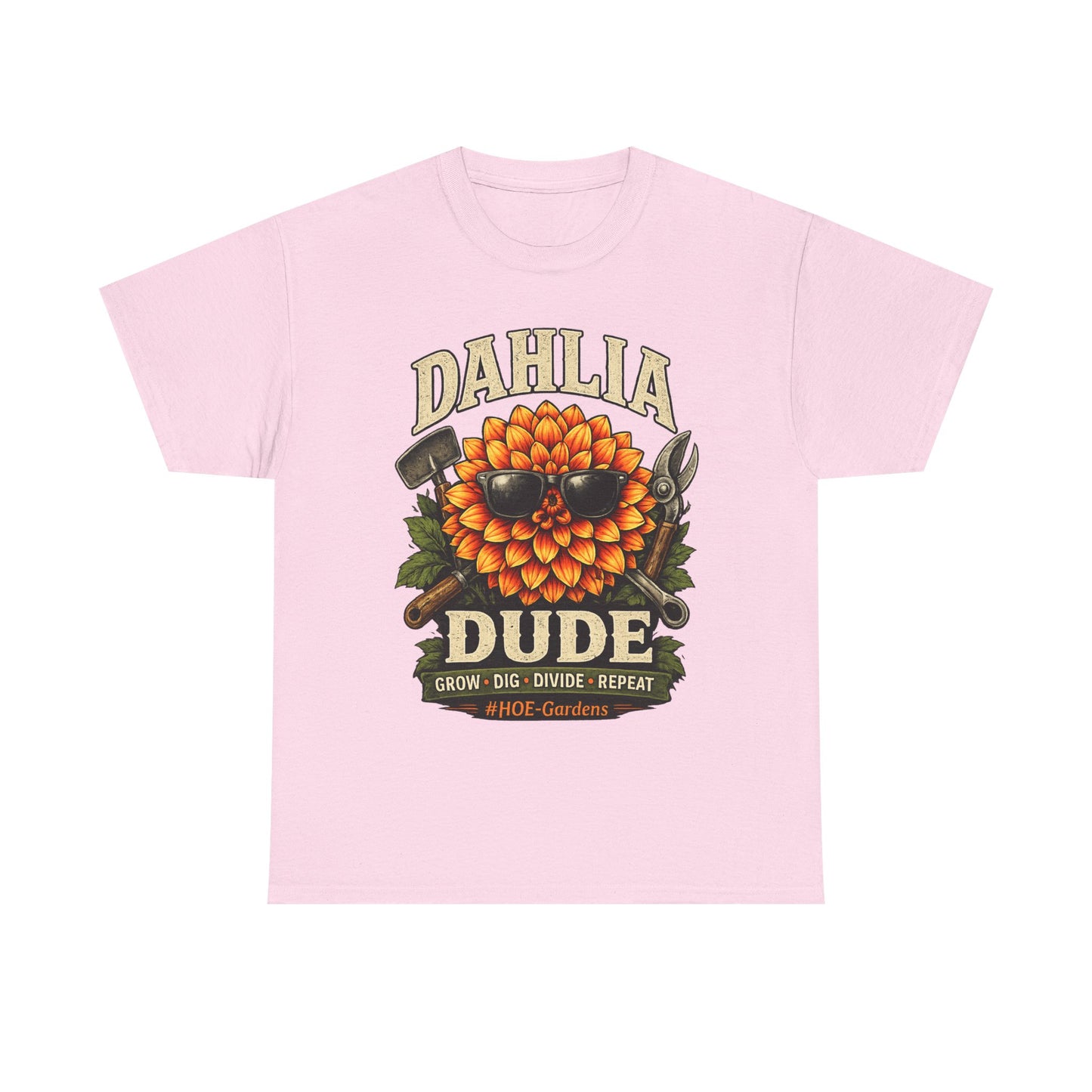 Dahlia Dude - 'HOE Gardens' Funny Gardening Tee