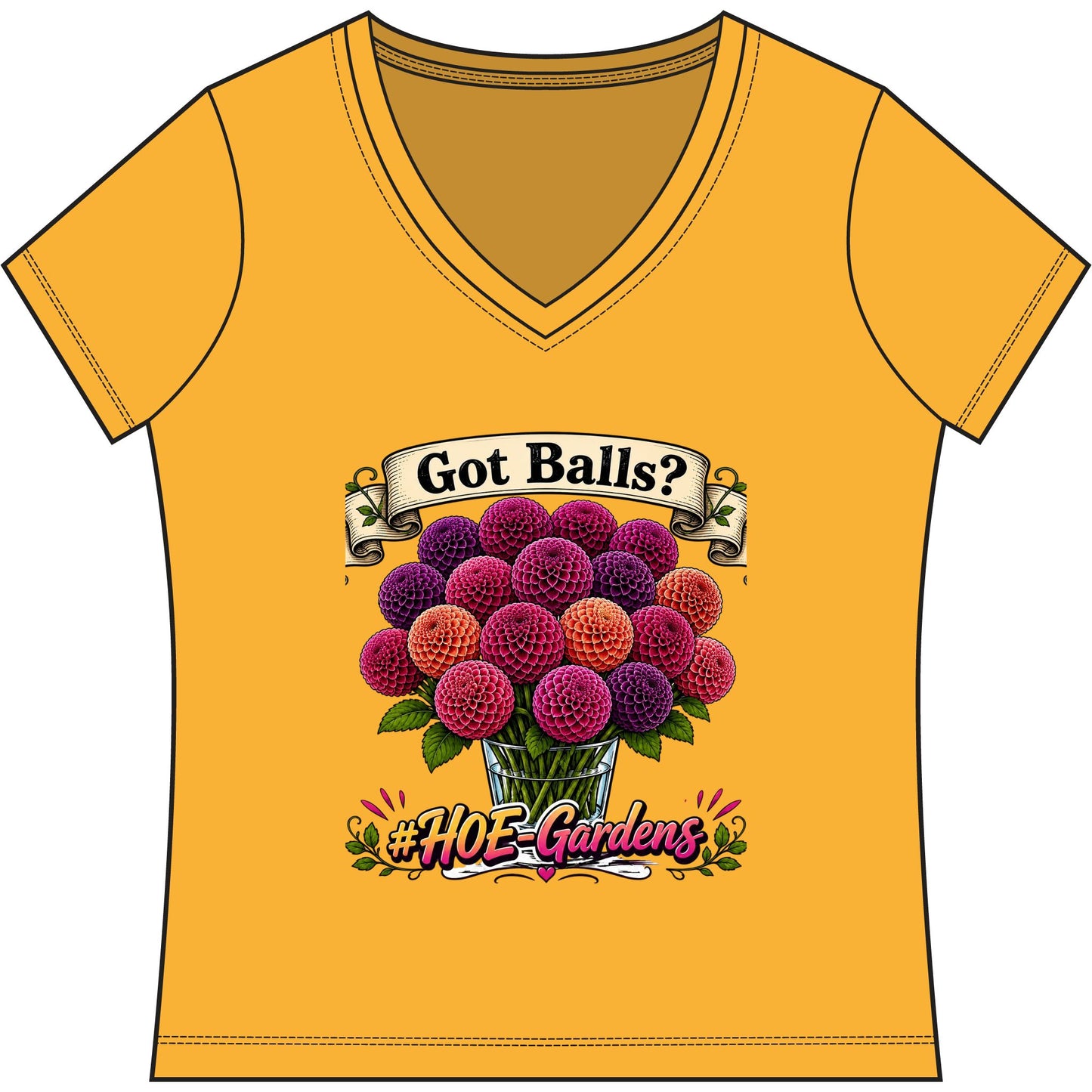 Got Balls? #HOE-Gardens Women's V-Neck Tee — Funny Gardening Floral Shirt