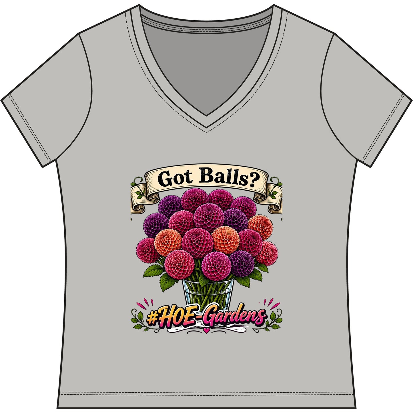 Got Balls? #HOE-Gardens Women's V-Neck Tee — Funny Gardening Floral Shirt